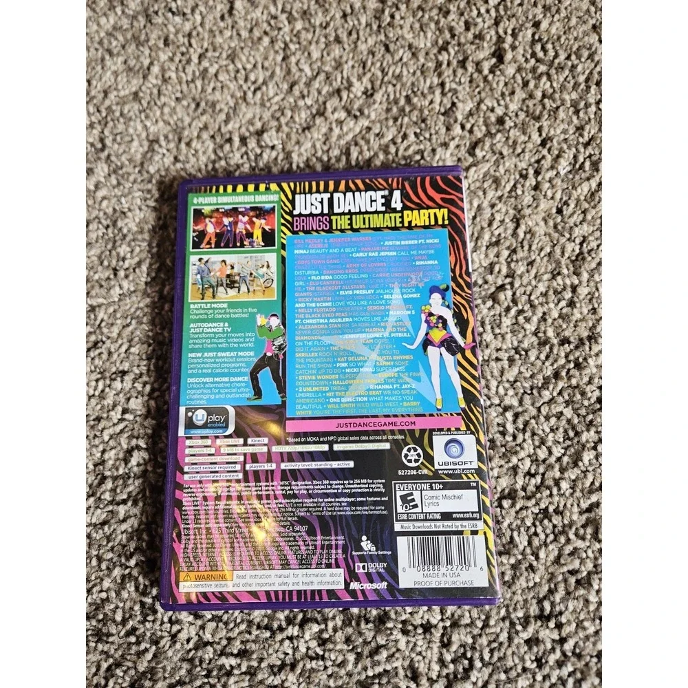 Just Dance 4 Xbox 360 Kinect Game Complete Tested Ubisoft Dance Party 40+ Songs